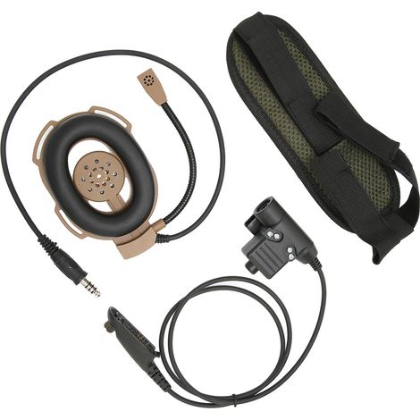 Écouteurs intra-auriculaires HD01 pour casque de chasse militaire, compatibles avec les talkies-walkies Motorola GP338, GP-328 et autres (marron)