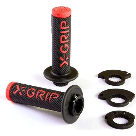 Poignées rouges X-Grip Lock-On Braaaap avec adaptateurs à gaz à rouleaux