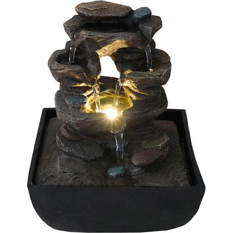 Rilassante fontana da interno ROCKFALL e LED bianco caldo