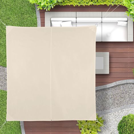 Vela de sombra beige con protección UV para patio y balcón (1/5)