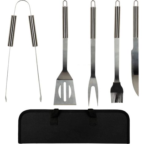 Aktive Conjunto de 5 utensilios para barbacoa Plateado (1/5)