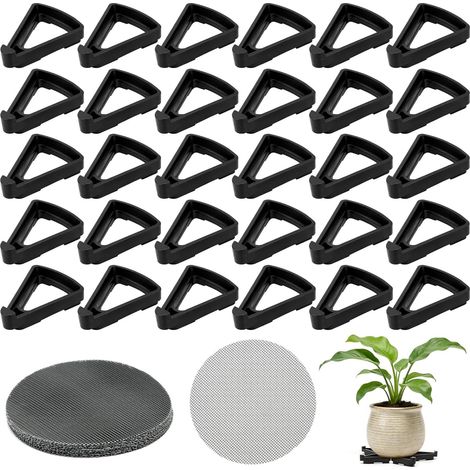 APEX Lot de 30 Pieds Pot de Fleurs Triangulaires, Support Pot Fleurs Exterieur avec Grille Aérée, Rehausseur pour Pots Fleur Universel et Intérieur et Extérieur (Noir)