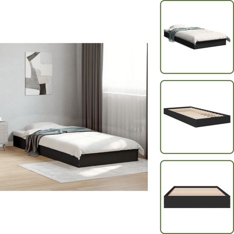 Bettgestell Schwarz 75x190 cm Holzwerkstoff - Bettesrahmen - Holzbettrahmen - Doppelbett - Singlebett - Bettkasten (1/5)