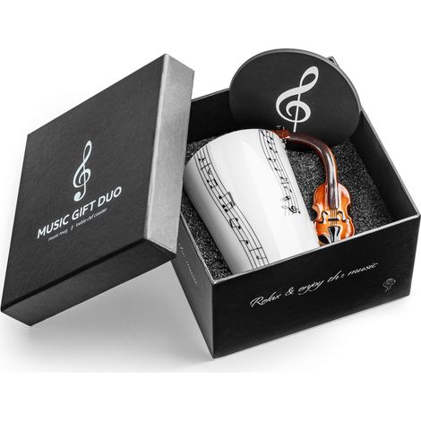 Set per duo musicale: tazza con violino e sottobicchiere. (1/5)