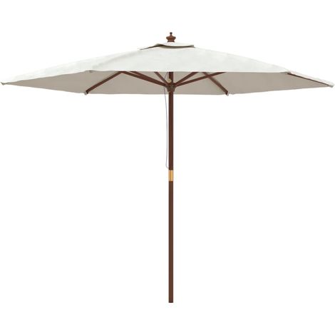 Ombrellone da giardino con palo in legno 299 x 240 cm sabbia 020008354