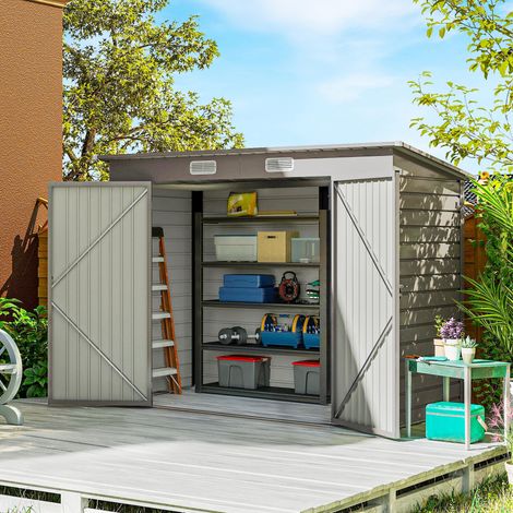 Abri de jardin en métal 3 m² facile à monter. cabane de jardin structure en acier galvanisé améliorée gris clair
