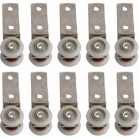 10 pack 1,9 cm Coude de conduit en métal Roulement Bloc de poulie , XU,avec deux Plastique de roue pour porte coulissante fenêtre Cabinet - (1/4)