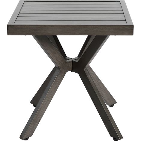 Mesa Auxiliar de Jardín Cuadrada, Mesa de Patio para Bebidas y Libros, Montaje Fácil, Aluminio Gris Oscuro (1/5)