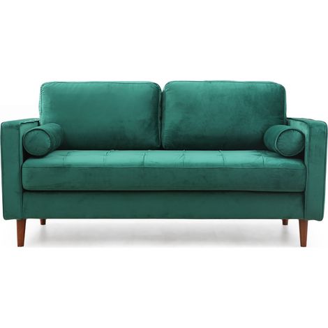 Canapé 2 places velours vert Romuza 175cm (1/5)