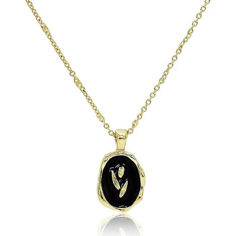 Collier pendentif fleur irrégulière pour femme, style vintage français Y2K, rose camélia, bijou tendance, cadeau pour femme, or (1/5)