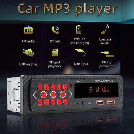 Autoradio im Single-DIN-Format mit Multifunktions-Bluetooth-MP3-Player, FM-Radioempfänger und Freisprechfunktion
