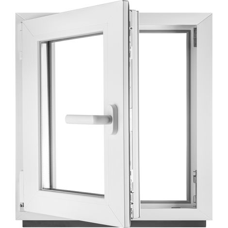 BauPlaza - Fenêtre en PVC blanc double vitrage 4/24/4 LxH 80 x 80 cm d'ouverture Gauche Toutes les tailles 800 x 800 mm Oscillo-battant