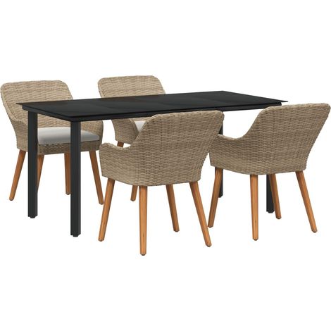 Garten Essgruppe mit Kissen 5 pcs Beige Poly-Rattan