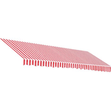 Maison Exclusive - Tessuto di Ricambio per Tenda da Sole Rosso e Bianco 450x350 cm Poliestere (1/5)