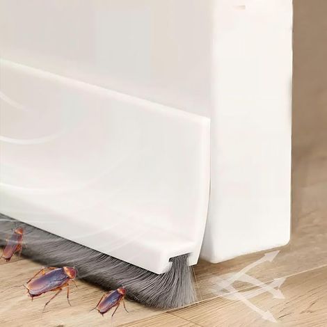 3pcs 100cm Blanc Brosse Bas de Porte, Isolation Bas de Porte, Joint Brosse Isolation Phonique Porte, Boudin de Porte, Calfeutrer Bas de Porte, Auto-adhésif et Peut être Coupé à la Taille (1/5)