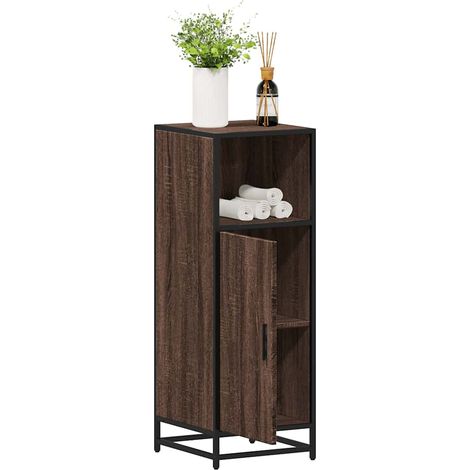 Badschrank Braun Eichen-Optik 35x37,5x100 cm Holzwerkstoff