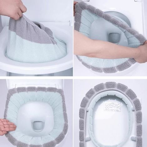 Abattant Wc - Couverture Siège Toilette Universel - En Peluche De Coton - Lavable À La Machine - Pour Salle De Bain - 1 Pièce (1/4)