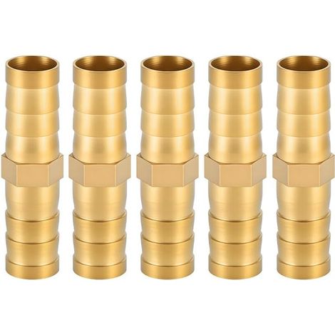 5 pièces Raccords de Tuyau Laiton 8mm, Raccord Droit à Barbeaudage pour Conduites d'Air, Eau, Carburant, Gaz - Pour Automobile et Plomberie Industrielle (1/5)