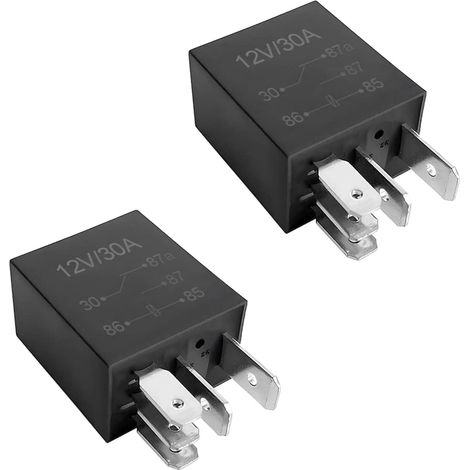 2 Pièces Relais Voiture 12V 5-Pin 30 Ampères, 5 Broches SPDT Multi-Purpose Relay Heavy Duty Relais Standard, Contacteur Relais Commutateur Power, Auto Commutateurs Et Démarreurs (1/5)