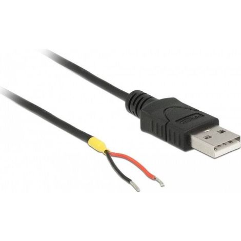 Câble USB 2.0 USB-A mâle 1.50 m noir – Extrémités libres pour alimentation Raspberry Pi – 480 Mbits/s – Delock