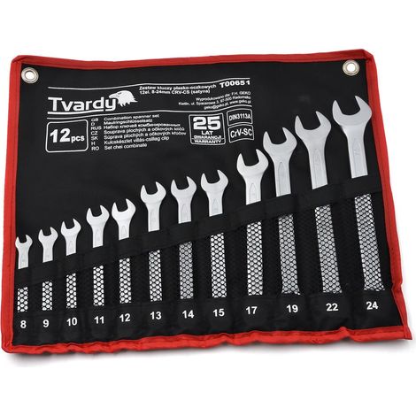 Juego de llaves combinadas de 12 piezas, 8-24 mm, CRV-CS (satinado) (12) (1/5)