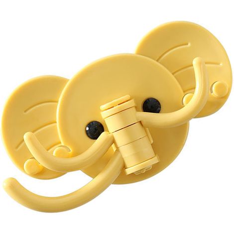 Crochets adhésifs en ABS, mignons, décoratifs, à fixer au mur, en forme de tête d'éléphant, pour la maison, la salle de bain, la chambre, le salon et la cuisine. (1/5)