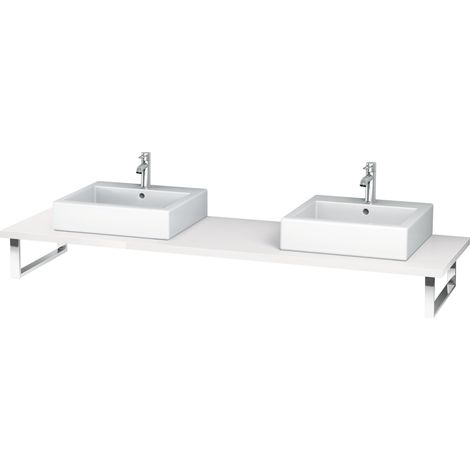 Console L-Cube di Duravit per lavabi da appoggio e lavabi da incasso, spessore del piano 30 mm, dimensioni 800x550 mm, con 2 aperture., Colore (anteriore/corpo): Laccato lucido bianco - LC107C08585-800 (1/5)