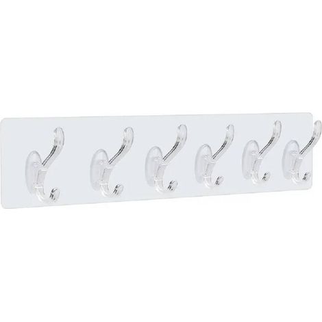 Trade Shop - Perchero De Pared De 6 Filas Adhesivos Transparentes Accesorios Para Colgar - (1/5)