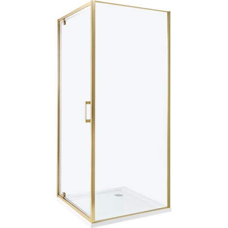 Cabina de ducha cuadrada de vidrio templado una puerta dorado 80 x 80 x 185 cm Darli