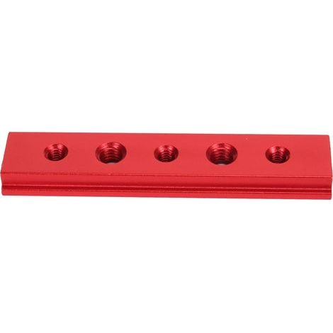 Rail d'onglet à fente en T de 100mm avec trous, en alliage d'aluminium, Rail de goulotte pour le travail du bois, scie circulaire électrique, fixation d'établi rouge (1/5)