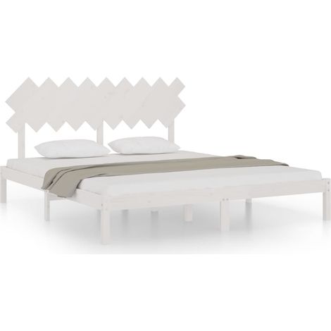 Maison Exclusive - Cadre de lit sans matelas blanc 180x200 cm bois massif (1/5)