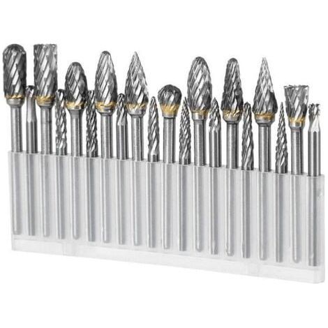 Lot de 20 fraises en carbure de tungstène super dures, outil rotatif, poignée de 1/8",compatible avec les accessoires de sculpture sur bois Dremel (1/5)