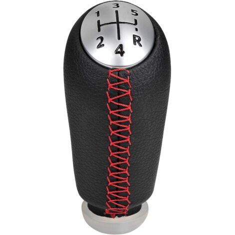 5 Vitesses Manuel Pommeau de Vitesse Cuir Universel pour Renault Megane 2 Clio 3 Scenic 2 Kangoo Boite Levier Voiture,Coutures Rouge (1/5)
