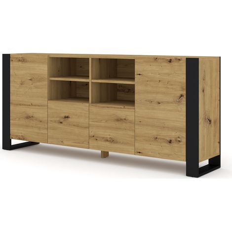 MOBILE COMO' SOGGIORNO MONDI 188x84x40cm ROVERE NERO OPACO (1/4)