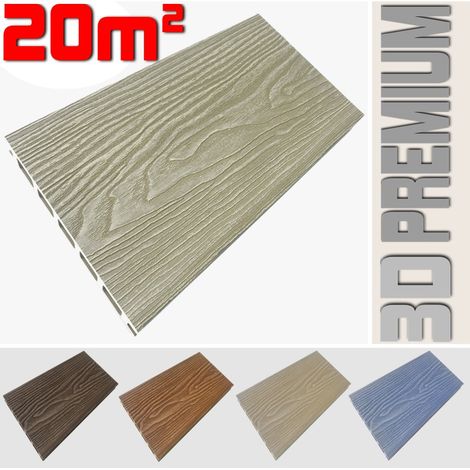 Listone WPC 3D 20m² per pavimentazione decking colore Cream effetto legno listone 146x2200mm spessore 25mm (1/5)