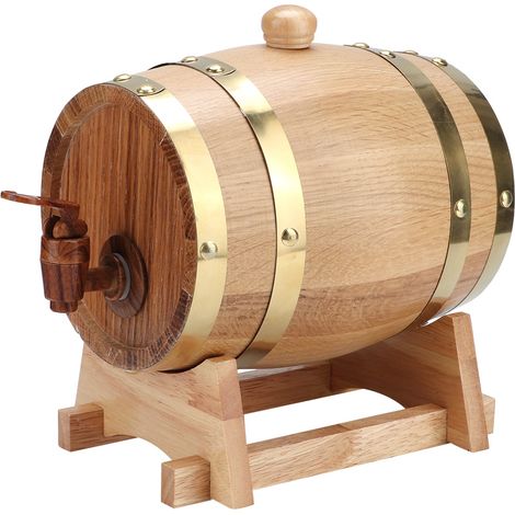 Tonneau à Vin en Chêne Vieilli de 1,5L - Accessoire de Rangement pour Cave et Décoration Rustique (1/5)