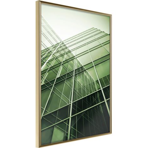 Affiche Murale Encadrée "Steel and Glass Green" 30 x 42 cm Or