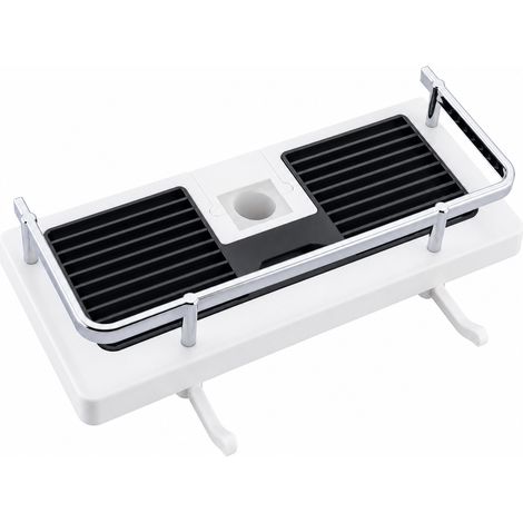 Panier de Douche ABS Blanc 30 cm sans Perçage sur Barre de Douche (1/5)