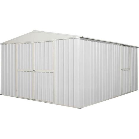 Casetta Box da Giardino in Lamiera di Acciaio Porta Utensili 360x430x210 cm Enaudi Bianca (1/5)