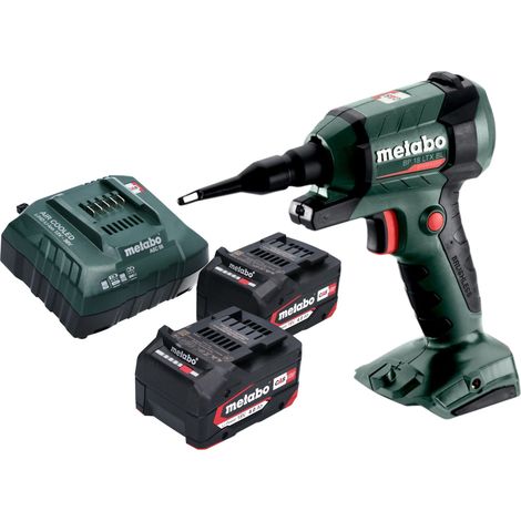 Pistola di soffiaggio a batteria Metabo BP 18 LTX BL 18 V brushless + 2x batteria 4,0 Ah + caricabatterie