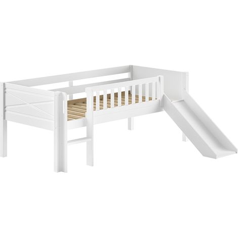 Cama de media altura 90x200 con tobogán y somier Vipack Scott Blanco