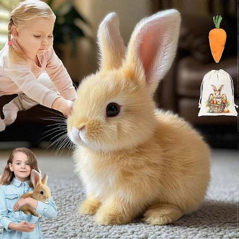Lapin de Pâques réaliste en peluche, Lapin interactif réaliste - Saut et tremblements (1/5)