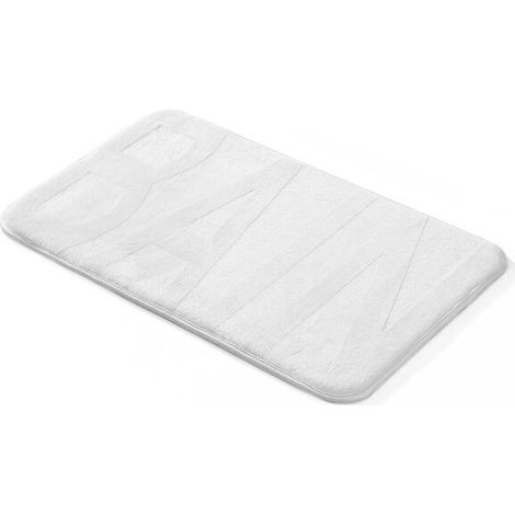 Tapis de Bain 45 x 75 cm Bain Blanc - Microfibre Relief - Livraison gratuite (1/5)