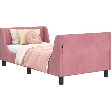 Children's Bed Frame with Headboard Pink 80 x 160 cm Velvet vidaXL (1/5)