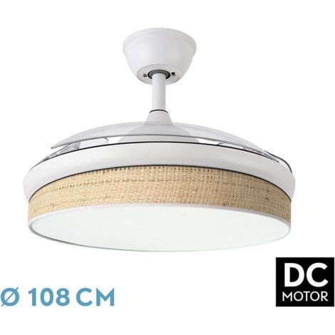 FABRILAMP Ventilador Dc Moda 72w Blanco/cañizo Claro 108d 3aspas 7200lm 3000k,4000k,6000k Remoto+memoria+temporizador (1/3)