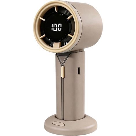 Mini ventilateur portable à main — Ventilateur rechargeable par USB avec 6 vitesses réglables — Ventilateur de bureau léger et silencieux avec base détachable (Café) (1/5)