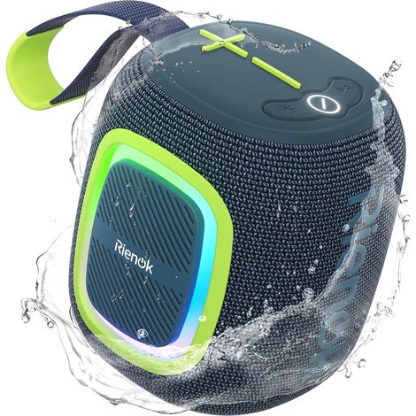 Enceinte Bluetooth Portable, Haut Parleur Puissant Lumineuse avec Bluetooth 5.3, Autonomie 15H, 1800mAh, Radio FM, Port Clé USB, AUX, TF Carte, pour Soirées Plage Randonnées Voyage, Bleu Canard (1/5)