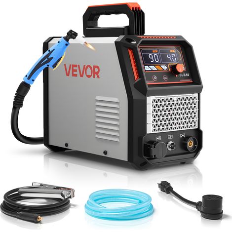 VEVOR Taglierina al Plasma, Macchina Tagliatrice al Plasma 50 A, Taglierina con Inverter IGBT, Display Digitale con Funzione 2T/4T Tempo PA/PT, Riparazioni Domestiche Officine