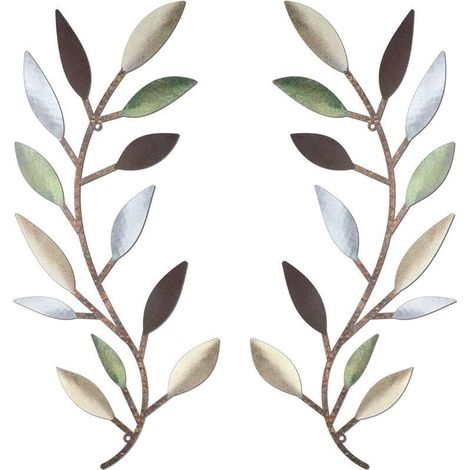 Décoration Murale Fer Forgé Feuille Olive Stylisée Motif Vigne Élégant Intérieur Extérieur Finition Métallique Vintage - (1/5)