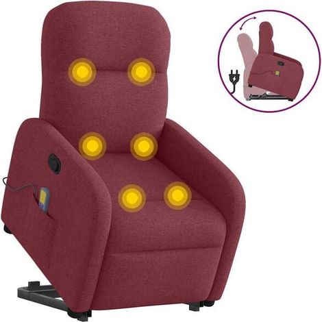 Fauteuil de massage inclinable en tissu rouge bordeaux (1/5)